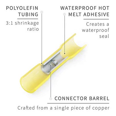 220PCS PE Double Splice Tube Butt Shrinkable Terminal Insulated Crimp Heat Shrink Wire Connector Kit